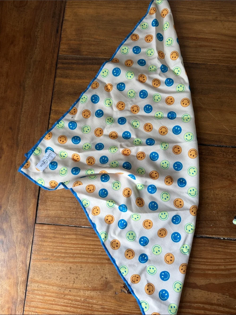 Lucy & Co. dog Blue and Lime Green Checker Harness with Smiley Bandana